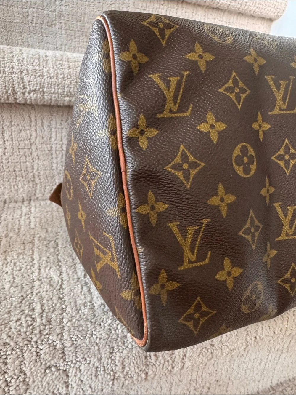 Louis Vuitton Speedy 30 Monogram Canvas Satchel with Vachetta Handles